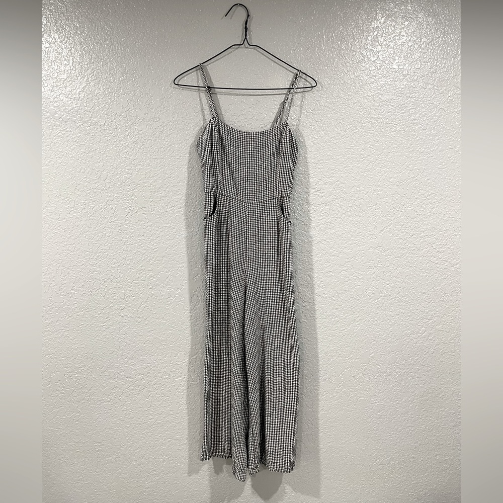 Gingham Patteren Flare Jumpsuit